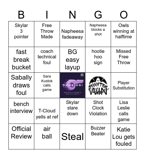 UNRIVALED 3/3/35 GAME #2 Bingo Card