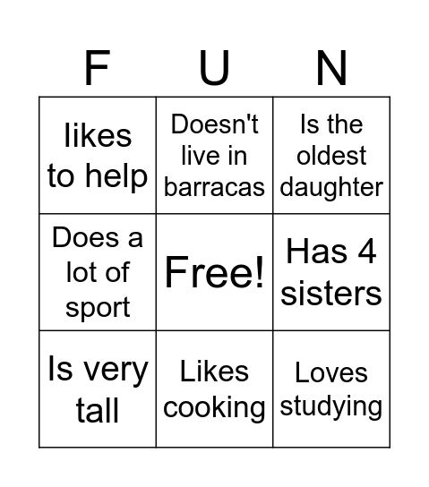 Human bingo Card