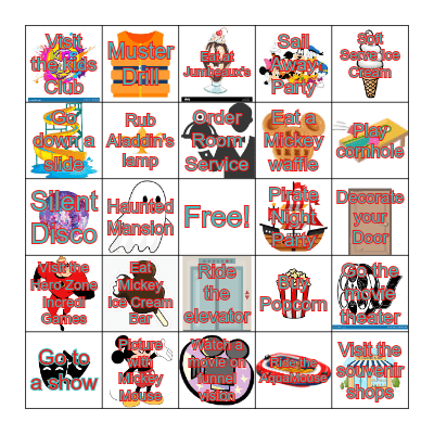 Disney Treasure Bingo Card