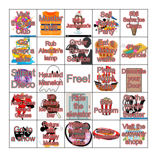 Disney Treasure Bingo Card