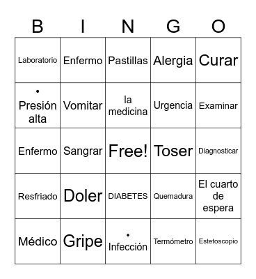En el Hospital Bingo Card