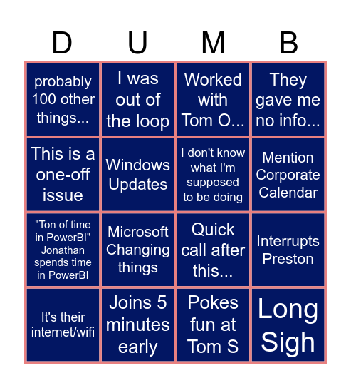 Nielsisms Bingo Card