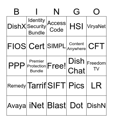 One Touch Training Bingo  Bingo Card