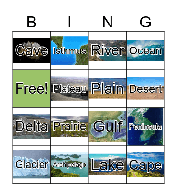 Landforms Bingo Card