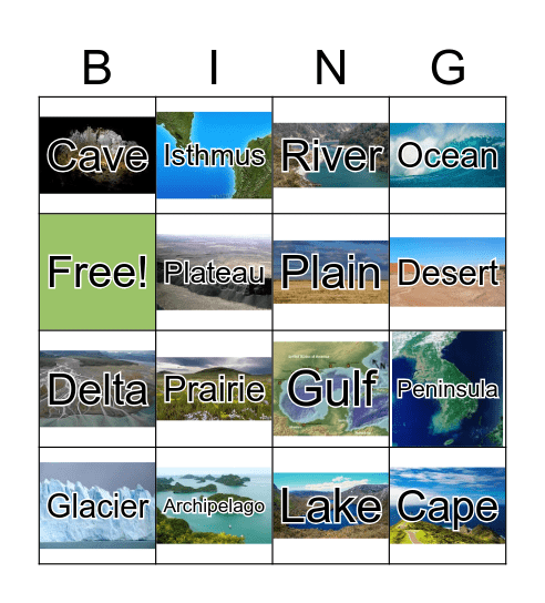 Landforms Bingo Card