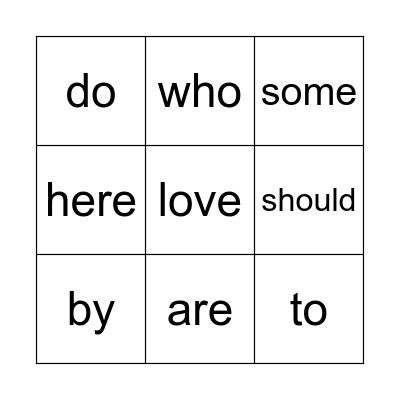 Bingo Heart Words List 2 Bingo Card