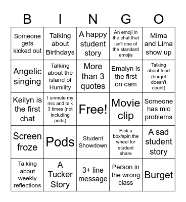 Leadership bingo Card