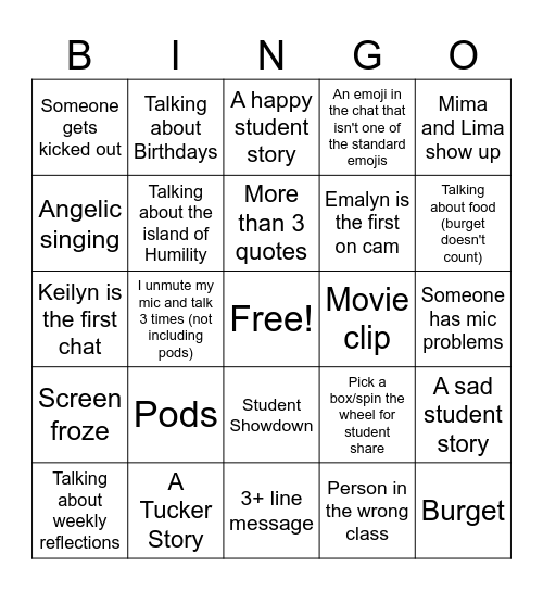 Leadership bingo Card