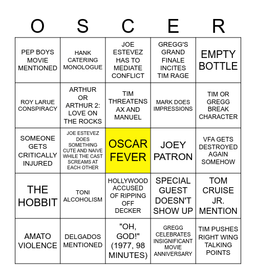 OSCAR SPECIAL BINGO Card