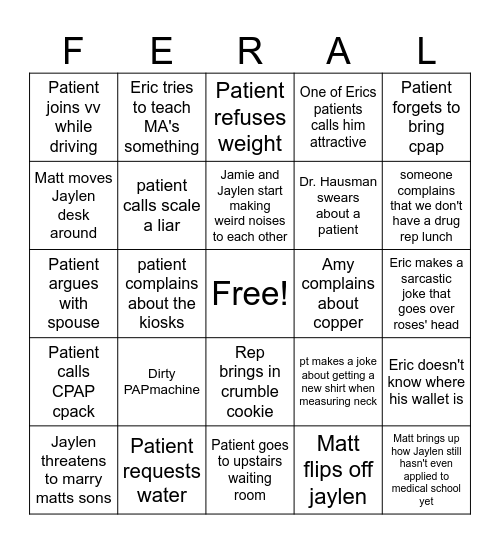 Feral Bingo Holland Bingo Card