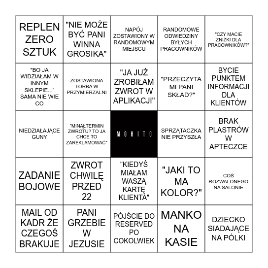 MOHITO Bingo Card