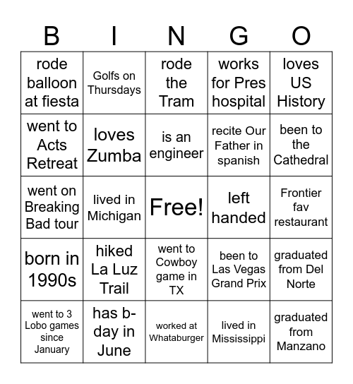 Team Leader Bingo Card