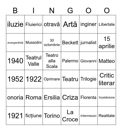 Teatru-Luigi Pirandello Bingo Card