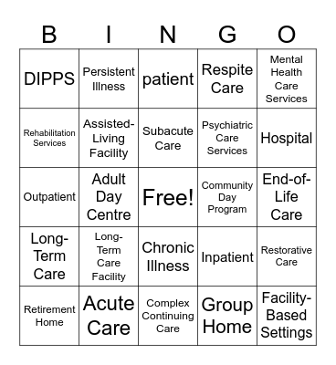 PSW Key Terms Bingo Card
