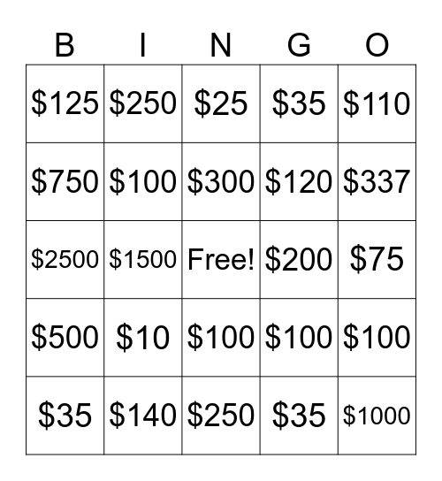 Patient Access Bingo Card