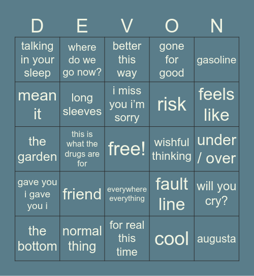 devon x gracie bingo 🐇 Bingo Card