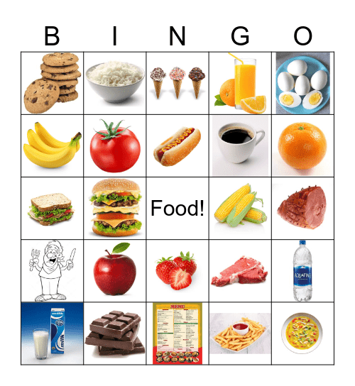 Food for Kids Bingo Card