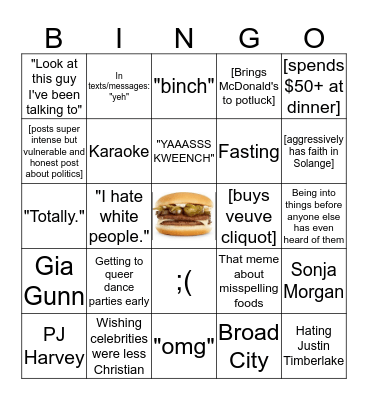 Colin Bingo Card