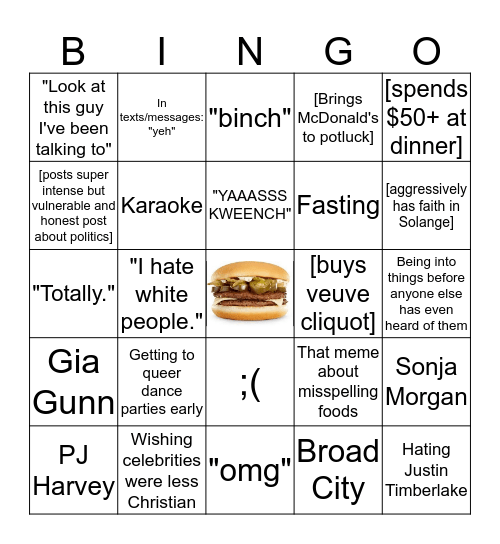 Colin Bingo Card