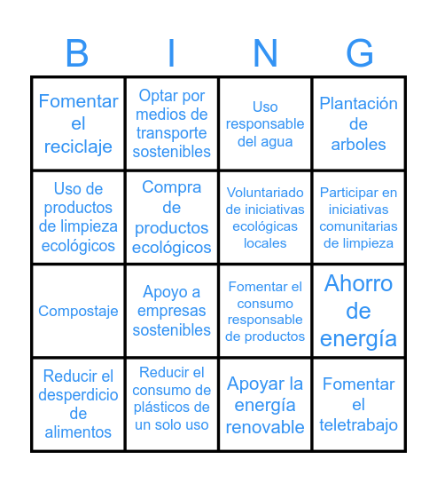 BINGO DE LA SOSTENIBILIDAD Bingo Card
