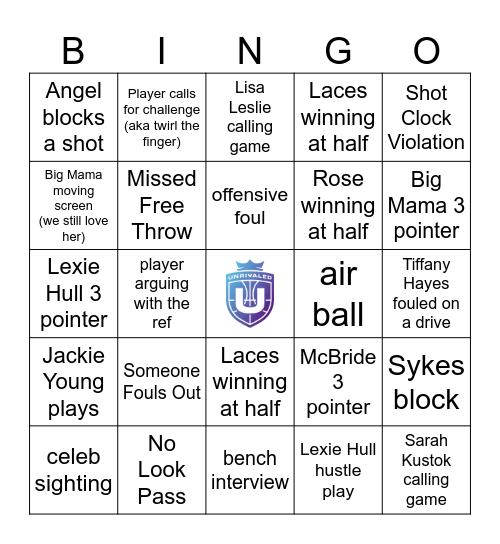UNRIVALED Bingo Card