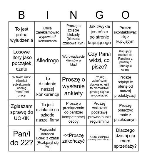 Allegro PA VIP Bingo Card