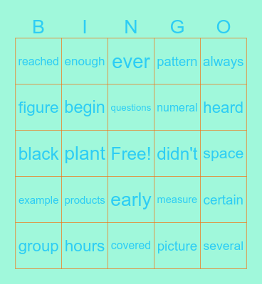 COLE SPRING Bingo Card