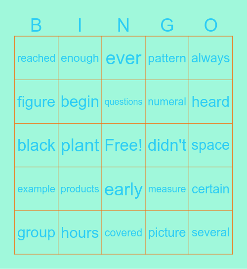 COLE SPRING Bingo Card