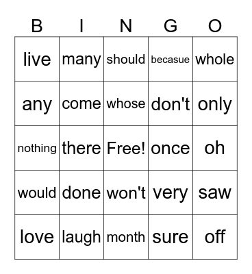65 Bingo Card