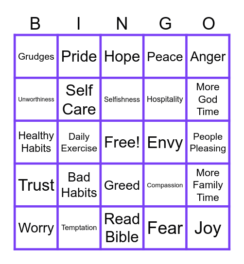 Lenten Bingo Card