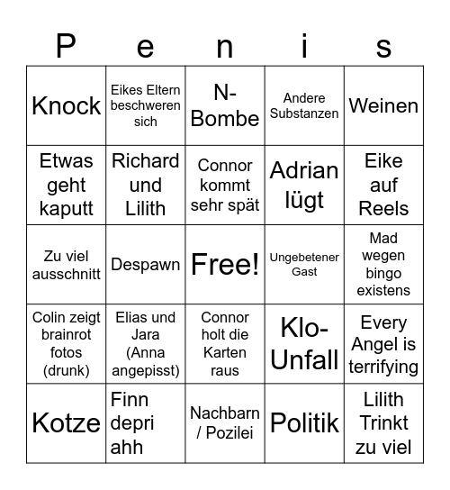 Eikes Geburtstags-Bingo Card