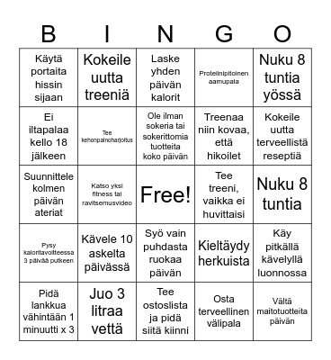 FITNESSBINGO Card
