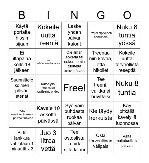 FITNESSBINGO Card