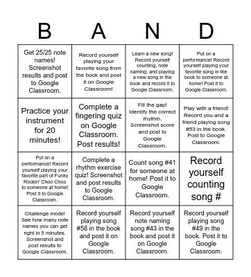 Week 1 Practice Challenge! Bingo Card