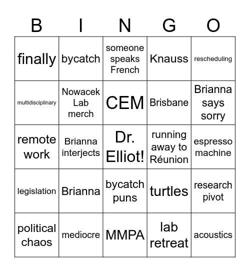 Brianna's Toast! Bingo Card