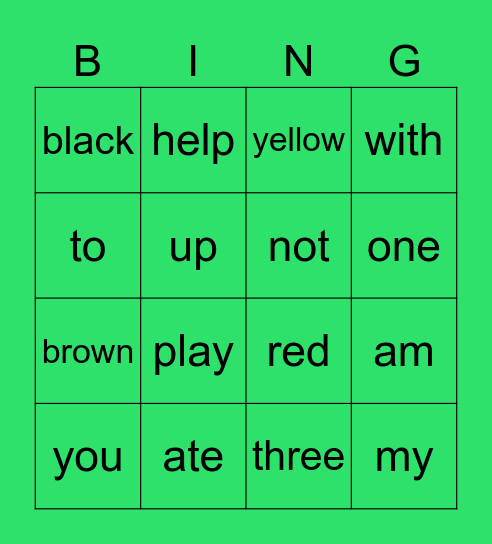 K-Sight Words Bingo Card