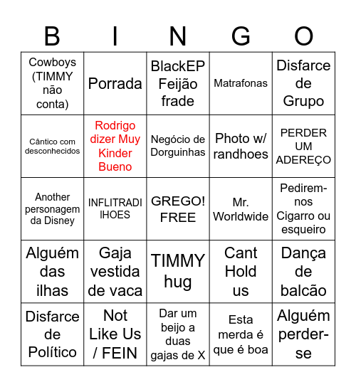 Bingo de Carnaval Bingo Card