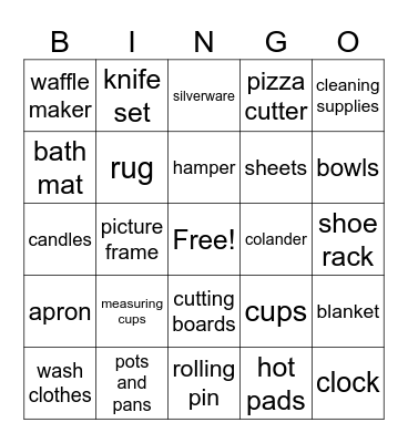 Bridal Shower Bingo Card