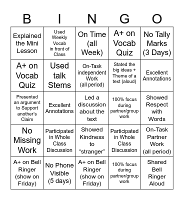 Blue Card Bingo Card