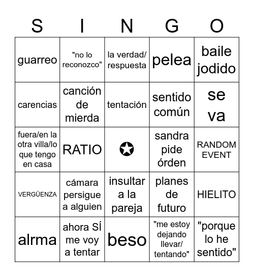 EL BINGO DE LAS TENTACIONES Bingo Card