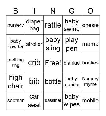 Baby Bingo Card