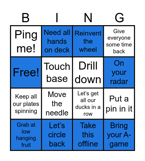 Corporate Lingo Bingo Card