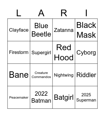 DC List Bingo Card
