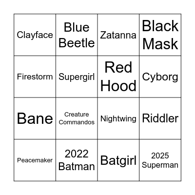 DC List Bingo Card