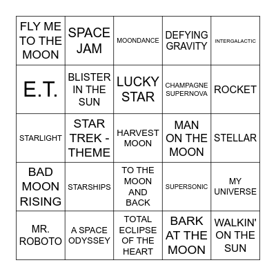 SPACE & STARS Bingo Card