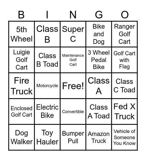 PC RV Bingo Card