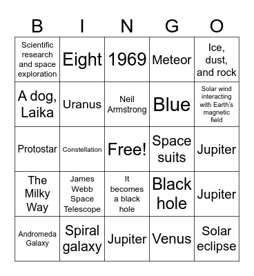Space Bingo Card