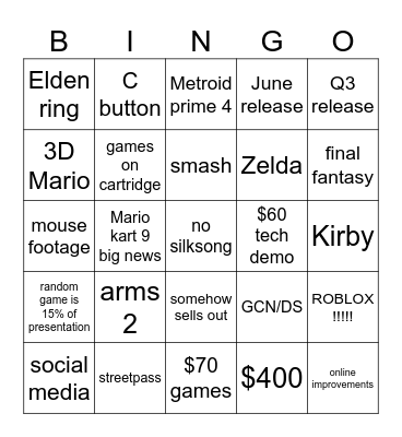 switc 2 bingo Card