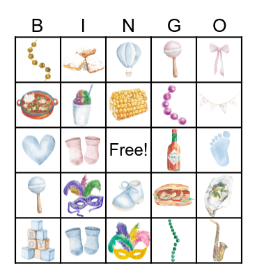 Mardi Gras Gender Reveal! Bingo Card