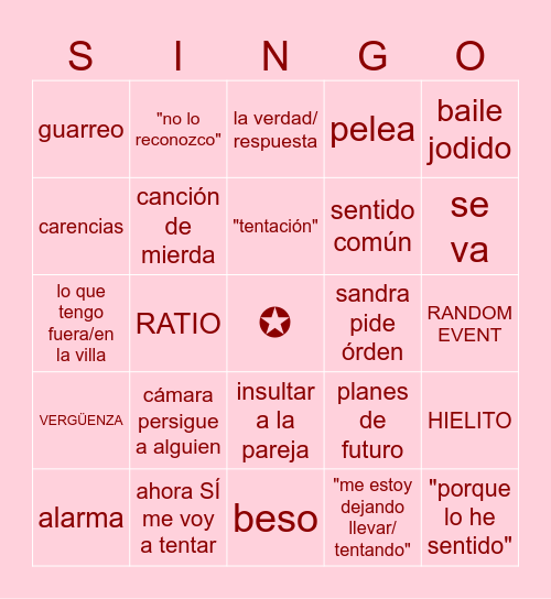 EL BINGO DE LAS TENTACIONES Bingo Card